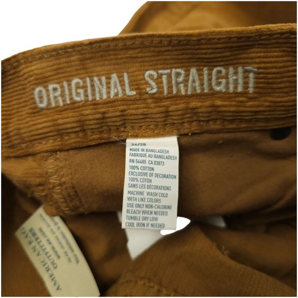 American Eagle Corduroy Pants Mens 26 x 26.5 Original Straight Leg Brown AE NEW - Picture 8 of 13